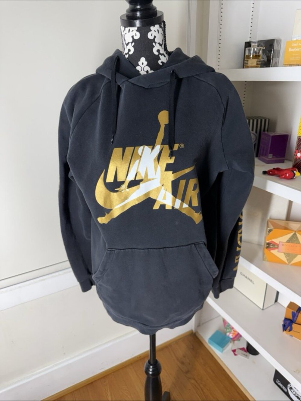Nike Air Jordan Jumpman classic black gold hoodie sweatshirt men's Large